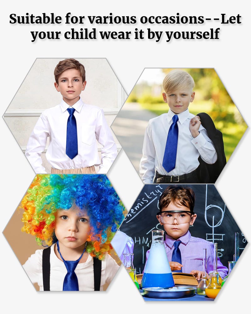 Kajeer Ties for Kids Boys Necktie Adjustable - Woven Little Boys Pre-tied for Kids Formal Wedding Graduation School Uniforms (Blue, M (age 5 years - 12) - Image 5